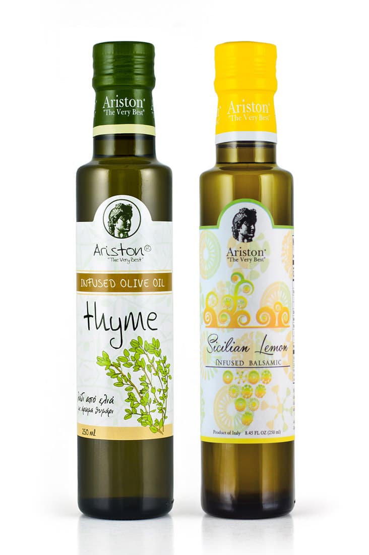 Ariston Thyme Infused Olive oil 8.45 fl oz & Ariston Lemon Infused White Balsamic 8.45 fl oz Bundle!