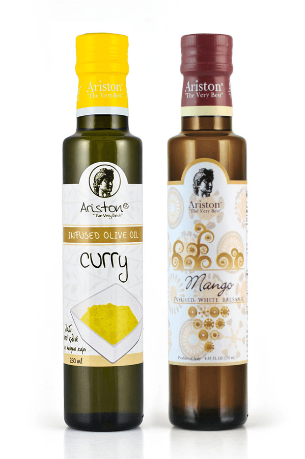 Ariston Curry Infused Olive oil 8.45 fl oz & Ariston Mango Infused White Balsamic 8.45 fl oz Bundle!