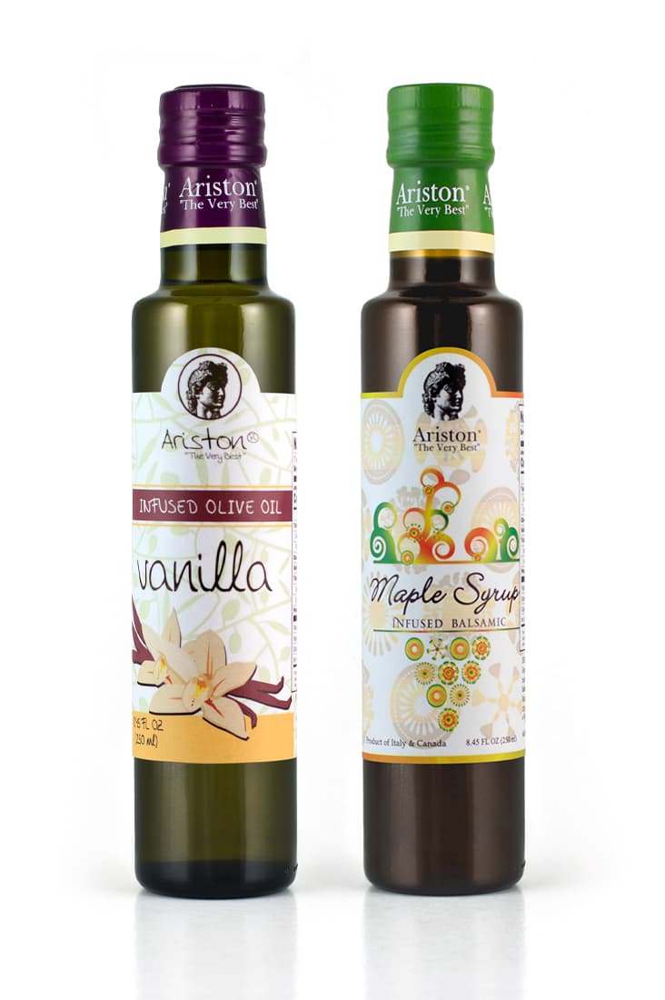 Ariston Vanilla Infused Olive oil 8.45 fl oz & Ariston Maple Syrup Infused Balsamic 8.45 fl oz Bundle!