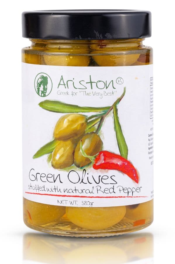 Ariston Green Olives Stuffed with Peppers 12.67 oz Code#583